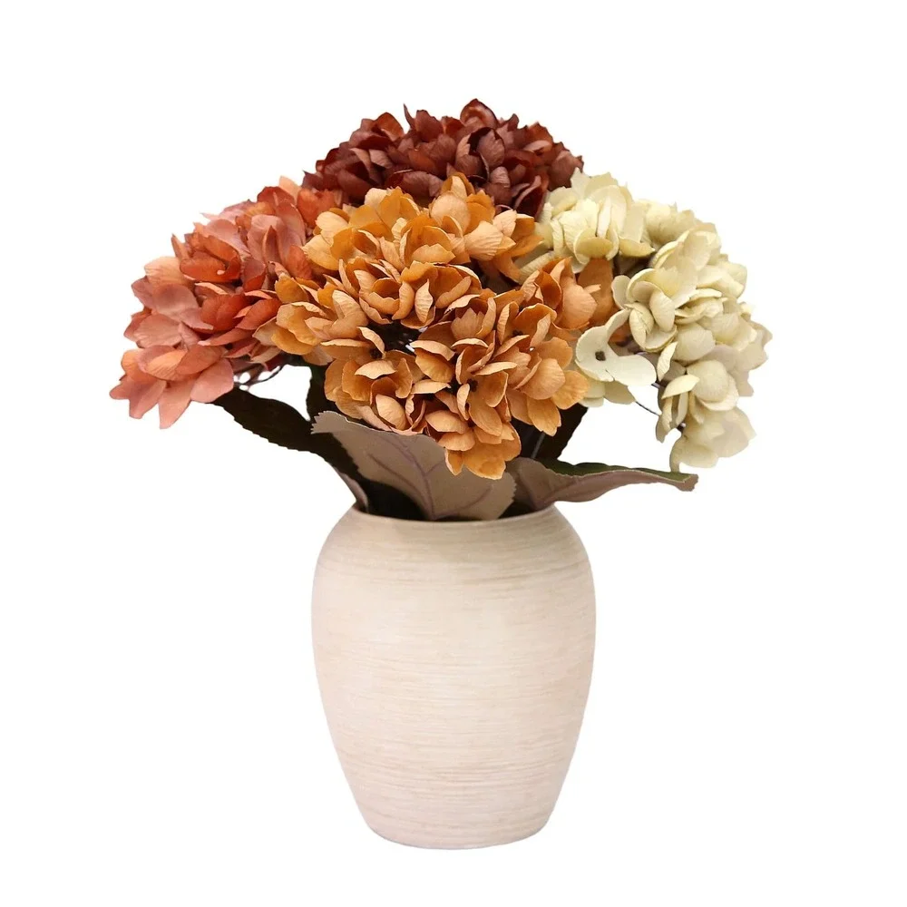 My Texas House Fall Faux Hydrangea Floral Arrangement in Ceramic Vase